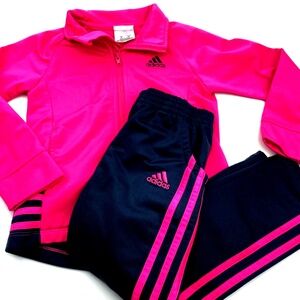 Adidas Activewear 2pc Tracksuit Size 5 Girls Jacket pants Pink Matching Zipper